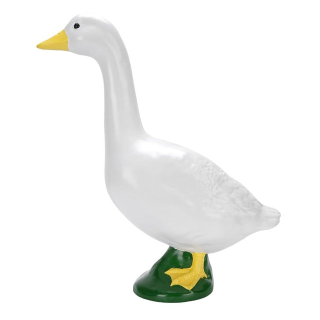 TZLMWDFRWG Large Realistic White Concrete Porch Goose Statue, Outdoor Garden and Lawn Decorative Sculpture, Weather Cement Goose Sculpture for Porch, Courtyard, and Farmhouse Deco