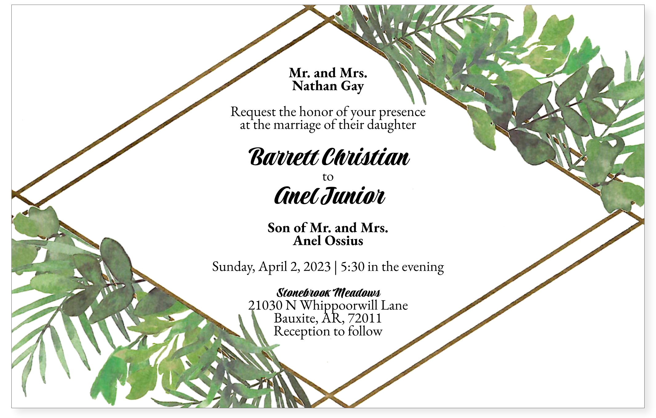 The Wedding Website of Barrett Gay and Junior Ossius