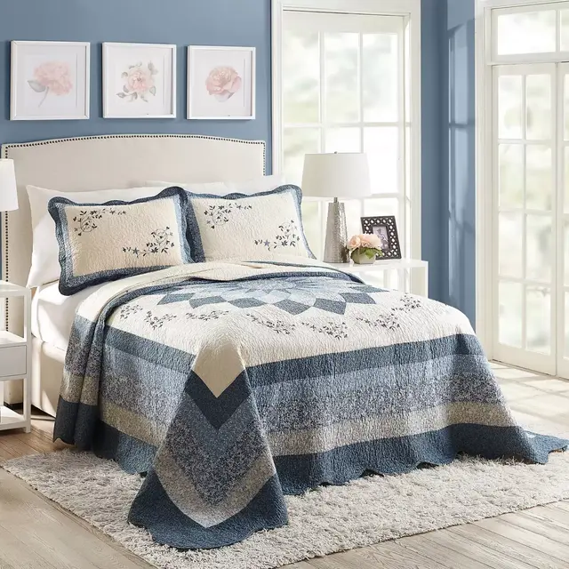 Charlotte King Bedspread in Blue