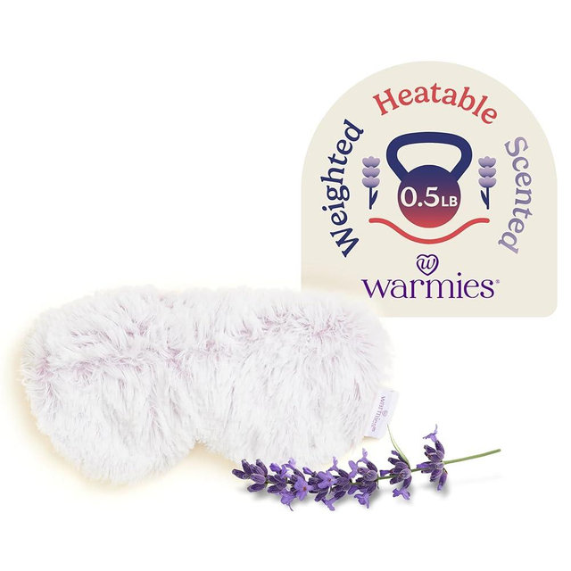 warmies Microwavable Eye Mask for Warmth & Comfort - Heating & Cooling Compress for Calming Relaxation - Weighted & Heated Eye Mask with Scented Lavender for Sleeping - Marshmallow Lavender