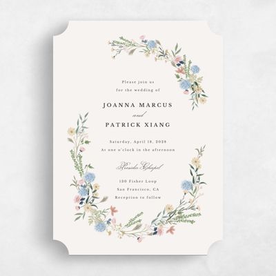 Beige Ticket Wedding Invitation - Laurelwood Portrait