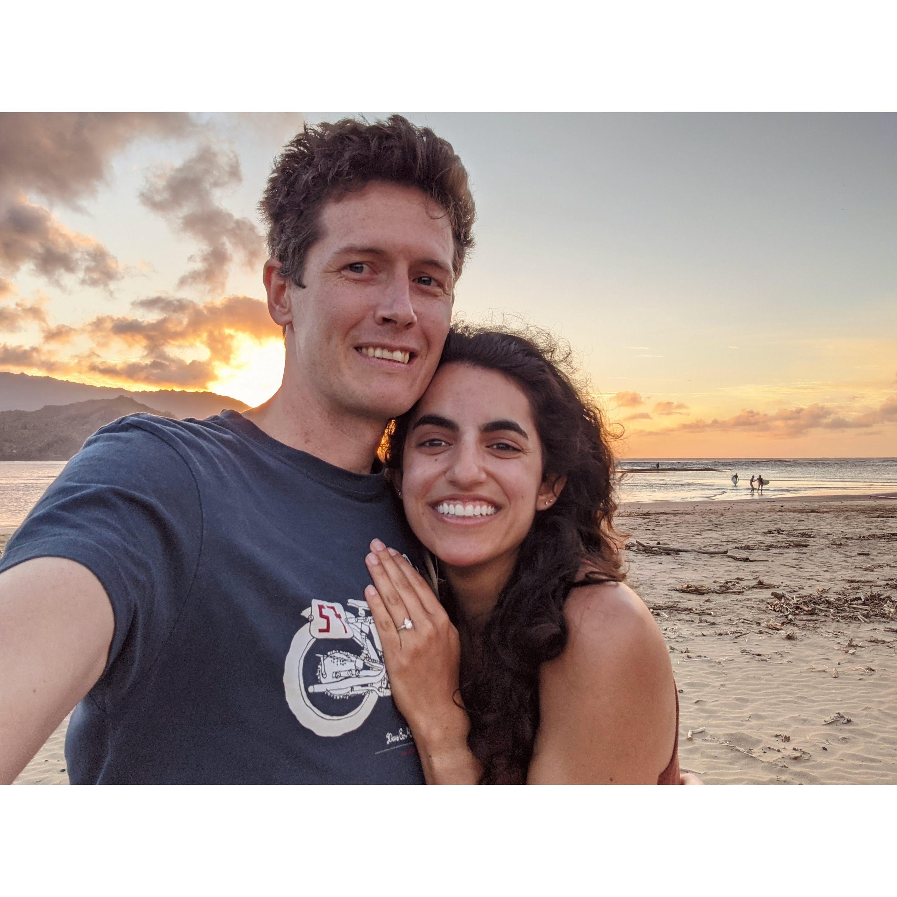 Hanalei Bay, Kauai, HI. March 27, 2021.
Right after Jared proposed!