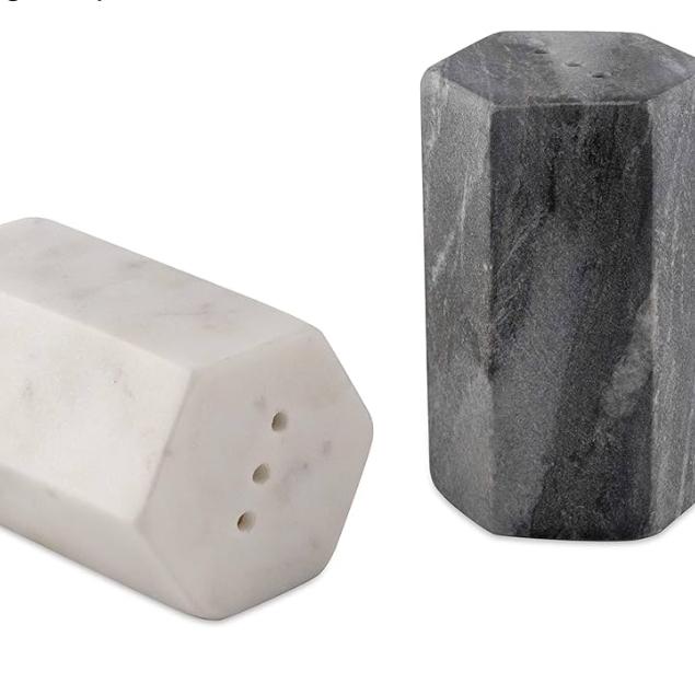 GoCraft Salt and Pepper Shakers Set | Handcrafted White & Black Marble Spice Shakers for Kitchen & Dining Table | Elegant Seasoning Dispenser | Heavy & Durable Stone Salt Pepper Holders (weighs 1 lbs)