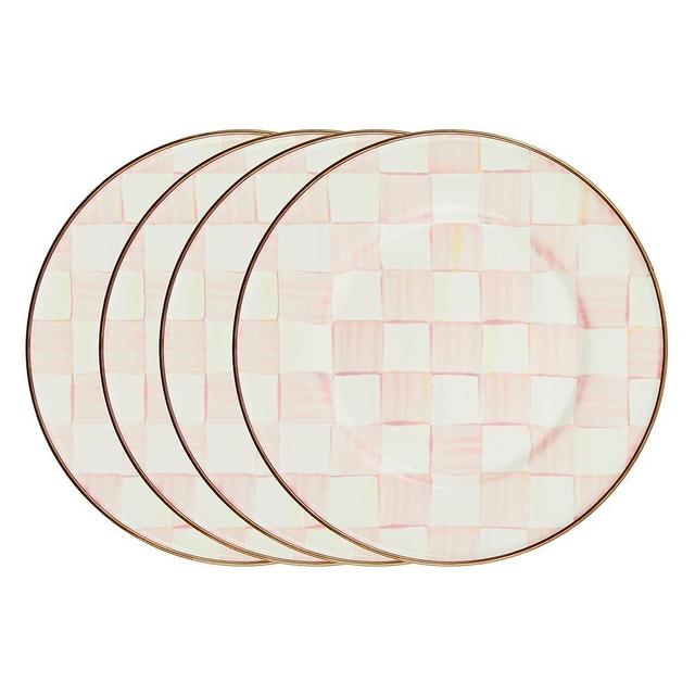 MACKENZIE-CHILDS Rosy Check Enamel Salad and Dessert Plate, Small Plate for Appetizers or Desserts, Set of 4