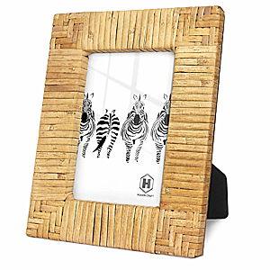 HUAXIN CRAFT H Rattan 4x6 Picture Frame, Boho Photo Frame, Cany Coastal Frame Stand Table Top Desk, High Definition Galss (4x6)