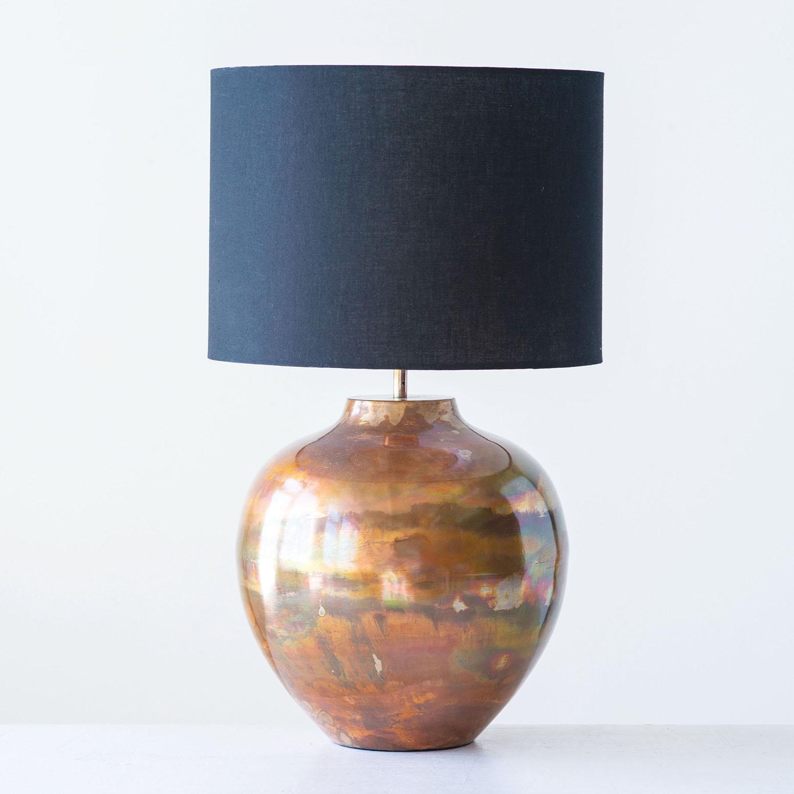 grey and copper table lamp