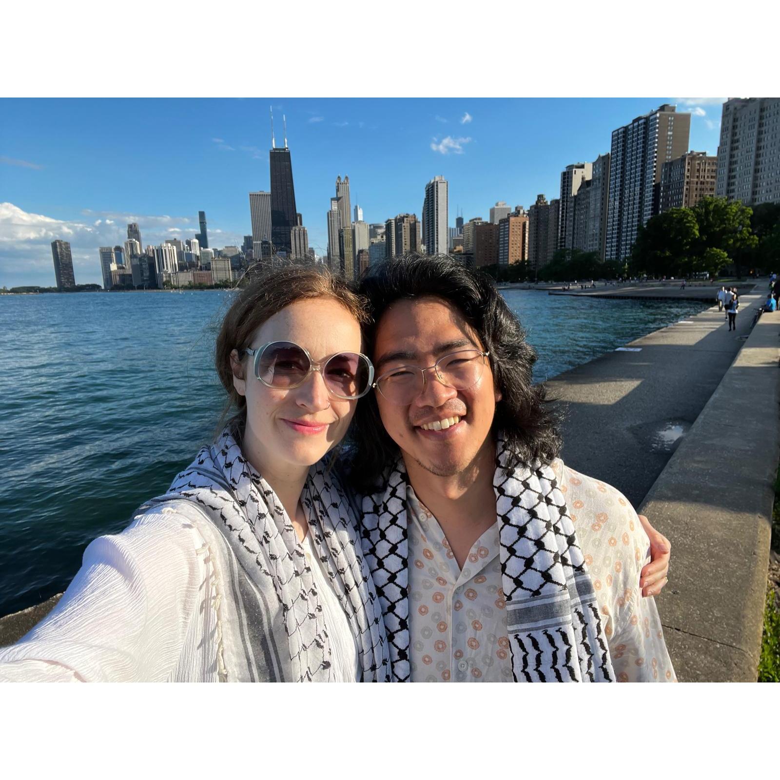 Visiting Chicago for Amy and Alberto's wedding. (Leslie caught that bouquet, too!)