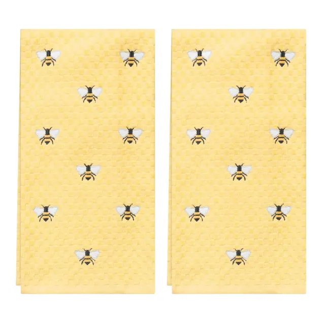 John Ritzenthaler Co. 100% Cotton Kitchen Towels Allover Bee Yellow Absorbent Dish Towels for Drying & Cleaning Soft & Durable