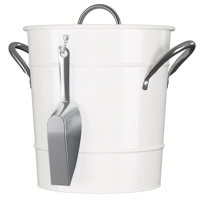 LF Likefair Galvanized Metal Ice Bucket with Lid,Scoop, and Carry Handles for Beer,Ice,Wine,Champagne,Parties,Outdoor,Picnic,Bar (Cream White)