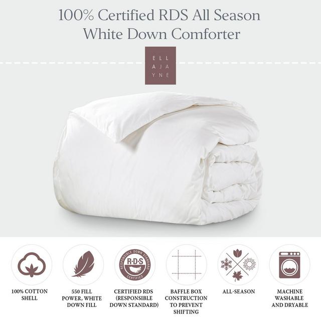 Ella Jayne White Down All Season Comforter with 100% Certified RDS Down - Full/Queen