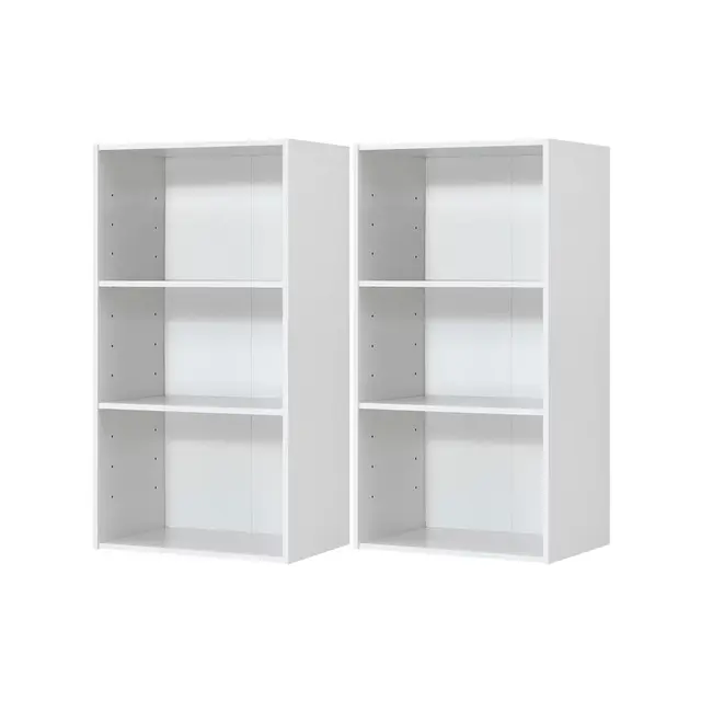 Costway 2 PCS 3 Tier Open Shelf Bookcase Multi-functional Storage Display Cabinet White