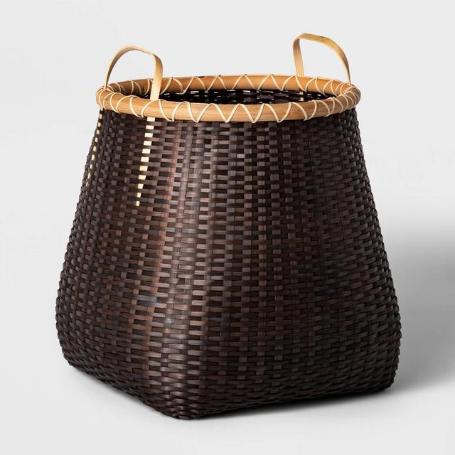 Large Black Bamboo Basket with Natural Handles - Threshold™