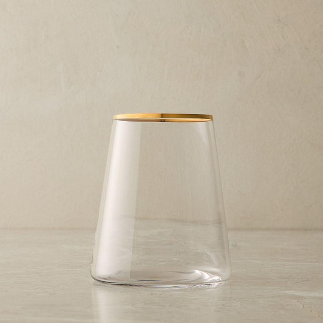 Horizon Gold Rimmed Glassware, Stemless Wine, Set of 4