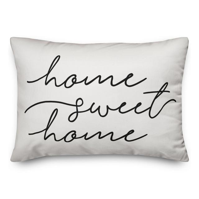 Designs Direct "Home Sweet Home" Oblong Outdoor Throw Pillow in White/Black
