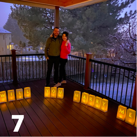 Flash forward to March! COVID hit & we took self-quarantine seriously. Well, until Greg broke the rules and crashed Emily's mini bday party. His gift to her was an engagement ring. Best birthday ever!