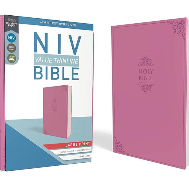 NIV, Value Thinline Bible, Large Print, Leathersoft, Pink, Comfort Print