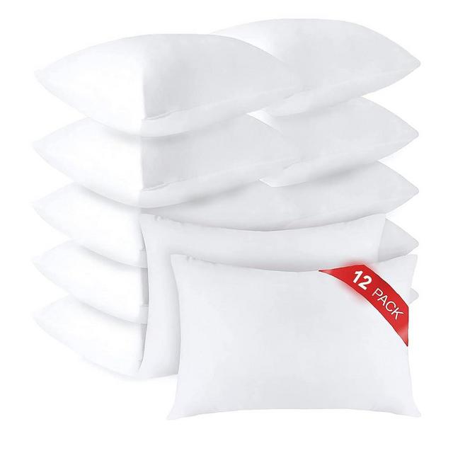 Queen Size 12 Pack Pillow Inserts, Pillows for Sleeping 12 Pack, Hotel Pillows for Side Back & Stomach Sleepers, Down Alternative Microfiber Soft Plush Washable - Set of 12