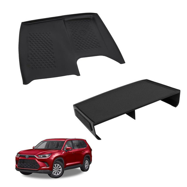 Sinminou Center Console Organizer Compatible with 2023-2025 2026 Toyota Grand Highlander Interior Accessories, Charging Zone Silicone Mat, Console Organizer Tray with Sunglasses