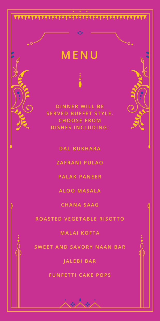 Sona Fuchsia Zola Wedding Menus