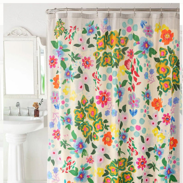 Boho Shower Curtain - Dusty Blue Floral