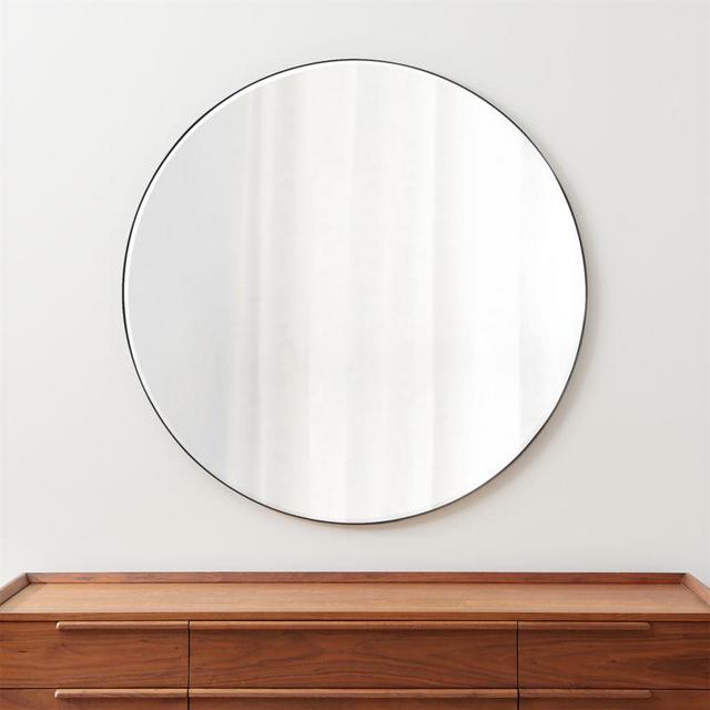 Edge Black Round 30" Wall Mirror, Black