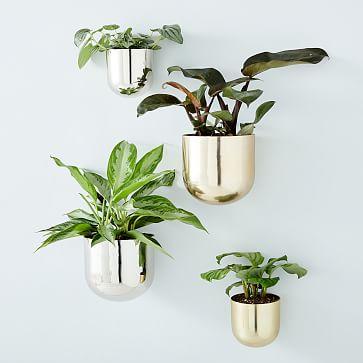 Metal Wallscape Planters - Antique Brass Small
