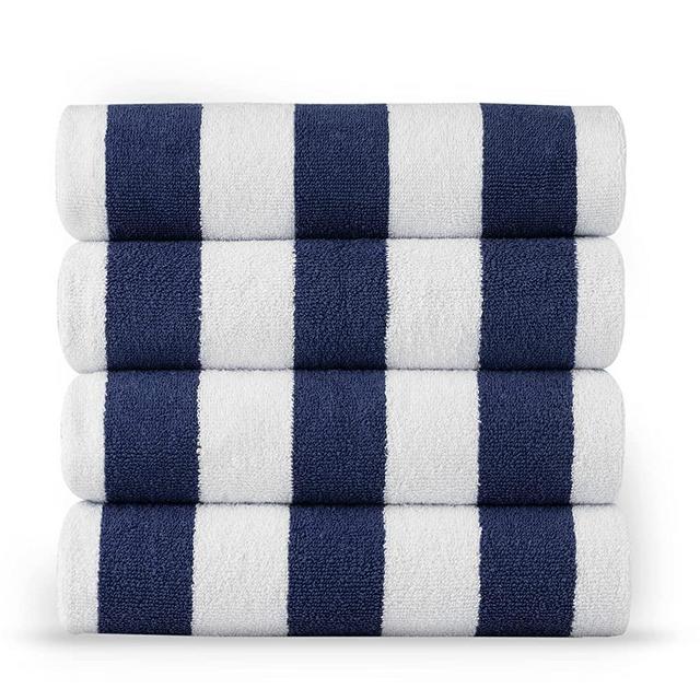 100% Cotton Beach Towel with Beach Bag, Beach Towels 4 Pack, 36"x72" Bath Towels, Cabana Stripe Pool Towels, Beach Towels Oversized, Highly Absorbent, Large Beach Towels, Quick Dry Travel Towel - Blue