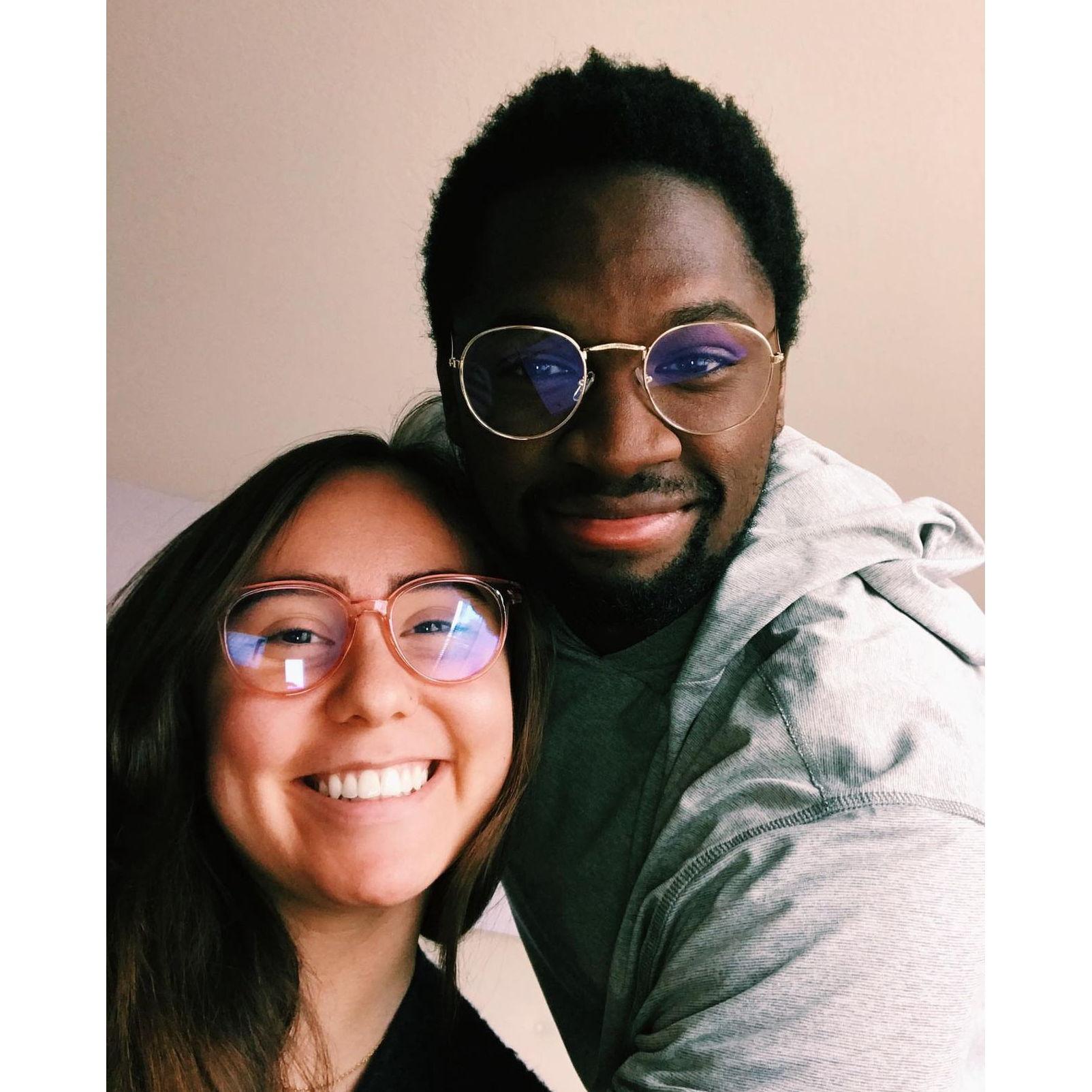 Working from home in lockdown March of 2020. Cheyenne moved in with Jared's family - long distance was over! Sharing the quality time we had during the height of the pandemic playing many Uno games.
