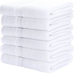 Premium 100% Cotton White Bath Towel Set (6 Pack, 24 x 48 Inch) Lightweight High Absorbency Multipurpose Quick Drying Pool Gym White Towel Set by Utopia Towels