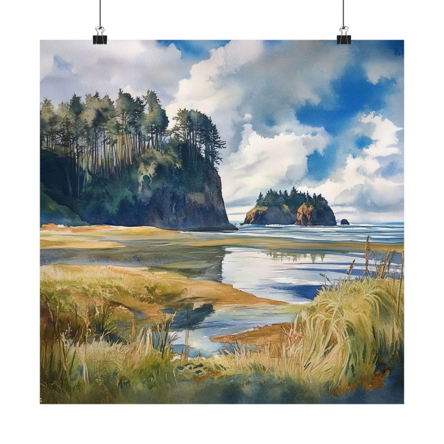 La Push Washington Wall Art, Pacific Northwest Watercolor Painting, Olympic National Park Artwork, Nature Print, Travel Poster, Travel Gift