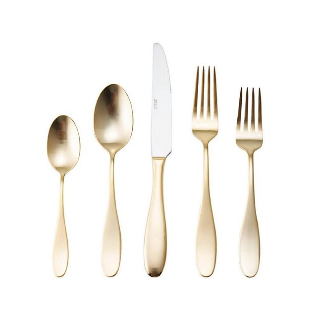 Towle Living 5165791 20-Piece Ashwell Gold Forged Stainless Steel Flatware Set, Service of 4
