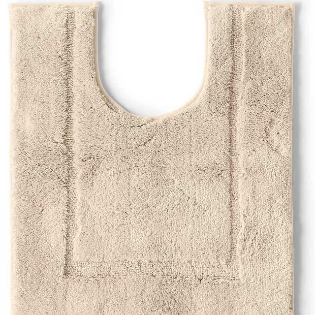 Cotton Non-skid Small Bath Rug - Contour, Dark Sand