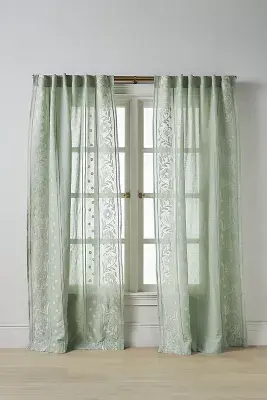 Manette Embroidered Cotton Linen Sheer Curtain