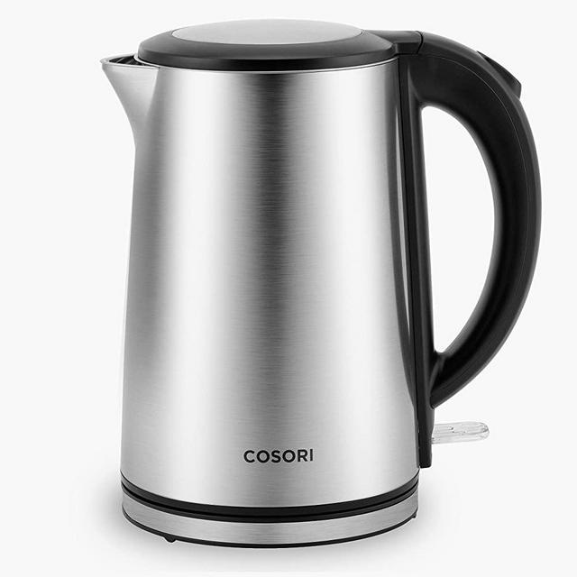 COSORI Electric Kettle Stainless Steel Interior Double Wall, Wide-Open Lid 1.5L 1500W Electric Tea Kettle, BPA Free Kettle Water Boiler & Hot Water Kettle, Auto Shut-Off & Boil-Dry Protection, Silver