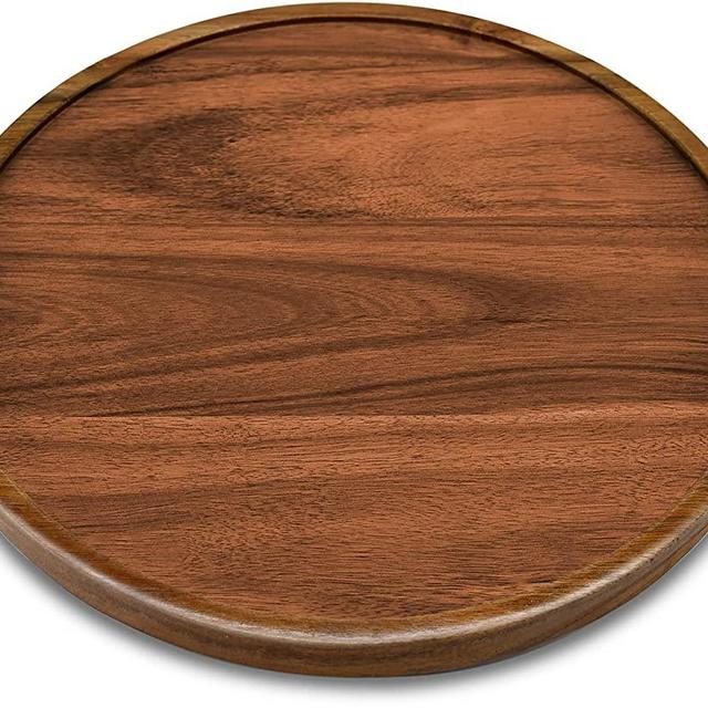 13" Acacia Wood Lazy Susan Organizer Kitchen Turntable for Cabinet Pantry Table Organization