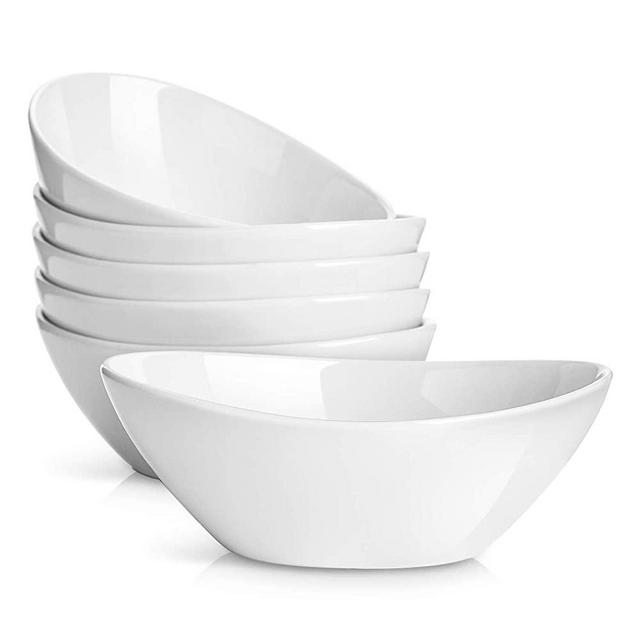 DOWAN Dessert Bowls, 16 Ounce Porcelain Bowls for Cereal, Pasta, Salad, Set of 6, White