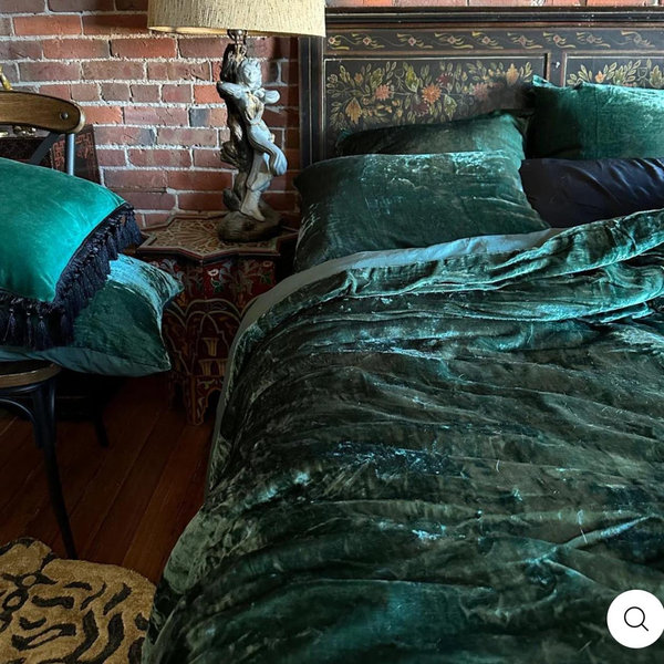 Green Velvet Duvet Cover Set king size