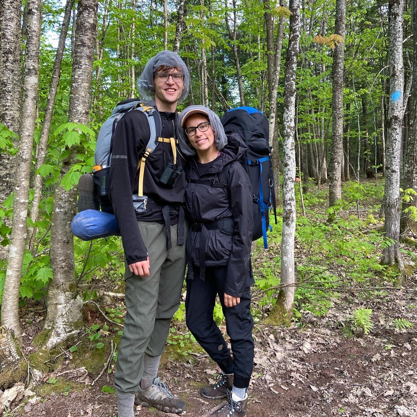 Lauren and Aidan backpacking in Michigan.