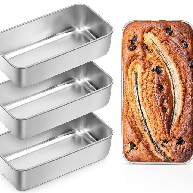 Leonyo 4 Pack Loaf Pans for Baking Bread, 9IN x 5IN Stainless Steel Loaf Bread Pans for Homemade Meatloaf, Banana, Brownies, Lasagnas, Dishwasher Oven Safe