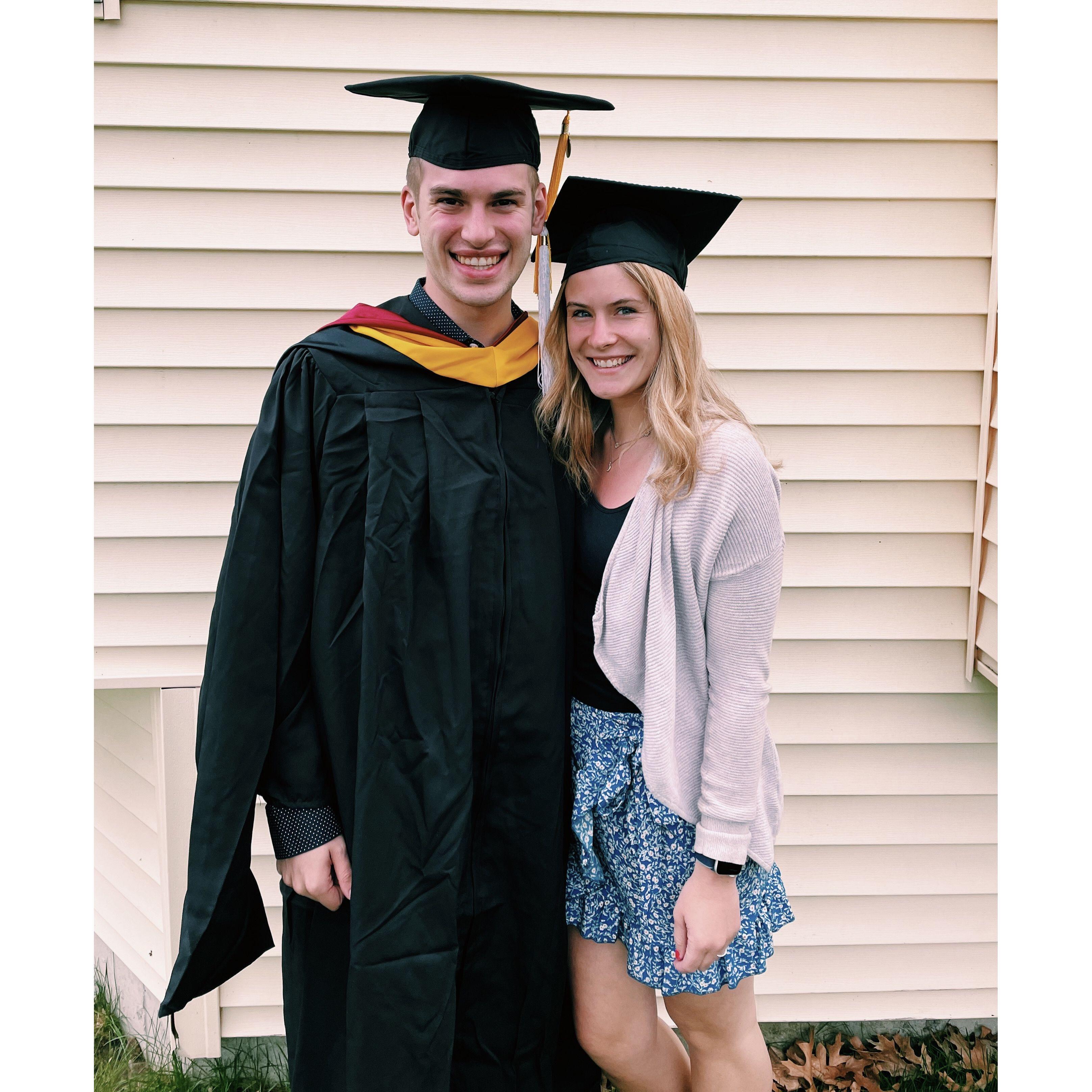 Justin and Hayley both receiving Masters degrees from Northeastern. Hayley in Learning & Instruction, and Justin in Applied Math