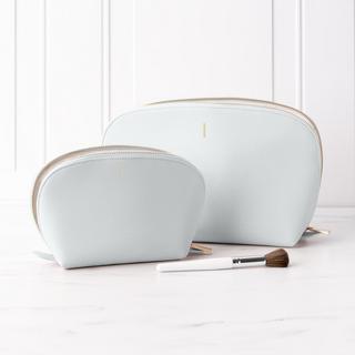 Personalized Light Blue Vegan Leather 2-Piece Travel Set