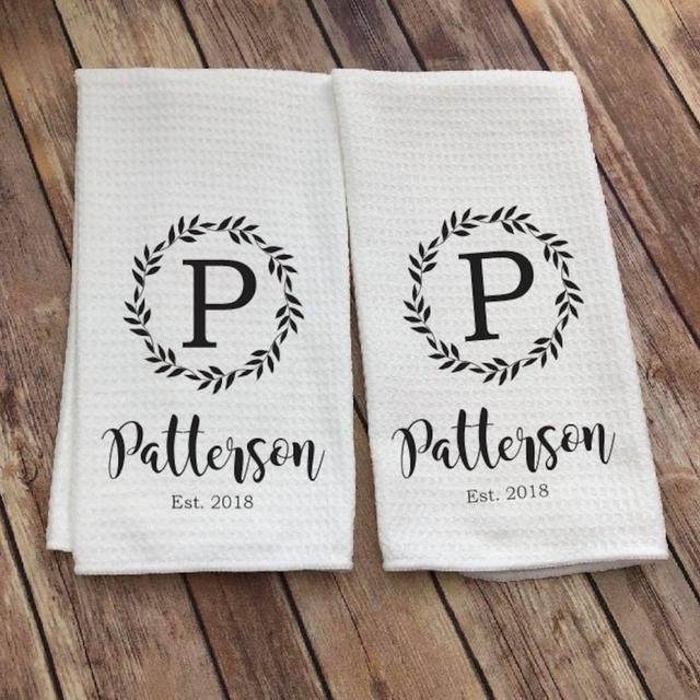 Personalized Dish Towel - Family Name Kitchen Towel - Established Year - Custom Tea Towel - Kitchen Decor - New Couple Gift - Wedding Gift