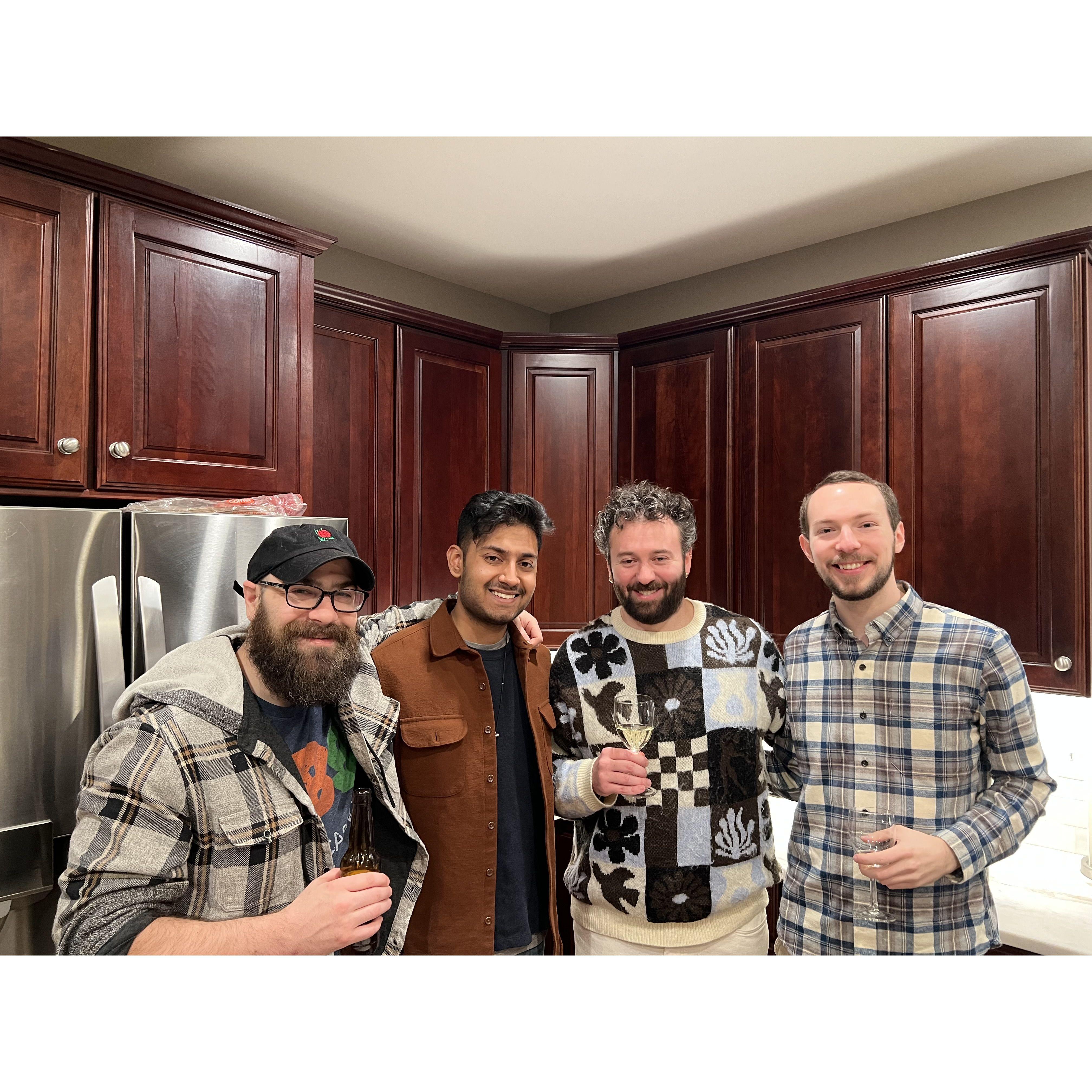 Groomsmen (Rob, Shaurya, Jacob, Jackson) at Abby McCarthy's engagement party for Nate and Claire , Alexandria VA Feb 2025