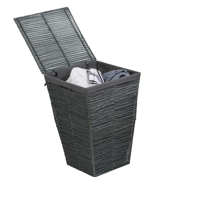 Honey-can-do Coastal Collection Laundry Hamper with Lid, Cool Gray