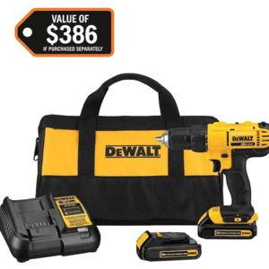 DEWALT 20V MAX Cordless 1/2 in. Drill/Driver (2), 20V 1.3 Ah Batteries, Charger and Bag