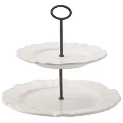 Modern Farmhouse Home 2-Tier Server in White