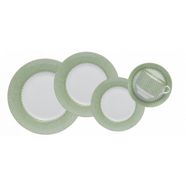 APPLE GREEN LACE 5PC PLACE SETTING