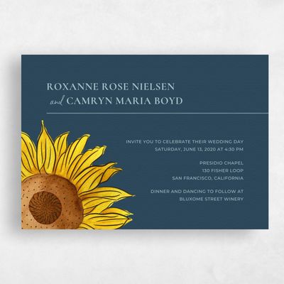 Navy, Blue Wedding Invitation - Bonnie Landscape