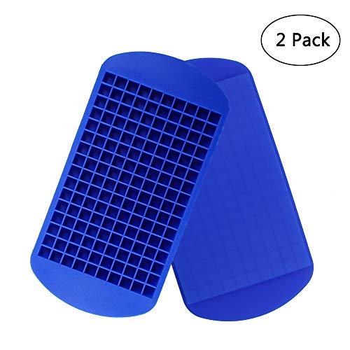 Silicone Mini Ice Cube Trays 2 Pack, 160 Small Ice Cube Molds Easy Release Ice Cube for Chilling Whiskey Cocktail, BPA Free Flexible Stackable and Durable Soft Mold Storage Containers