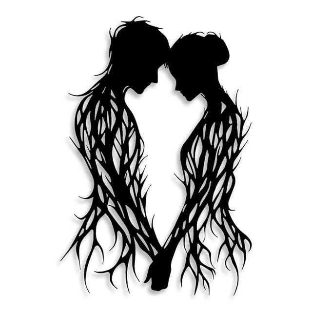 LIYOUYA Branch Couple Metal Wall Decor - Modern Love Room Decor Black Wall Art Home Decor for Living Room, Bathroom, Bedroom, Dining Room (Black)